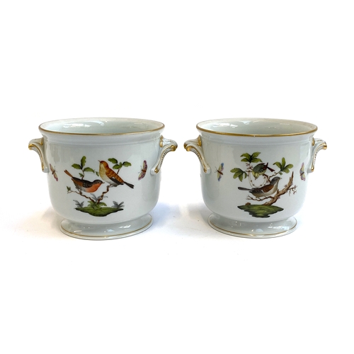 65 - A pair of Herend Hungary wine coolers depicting birds, each 28cmH