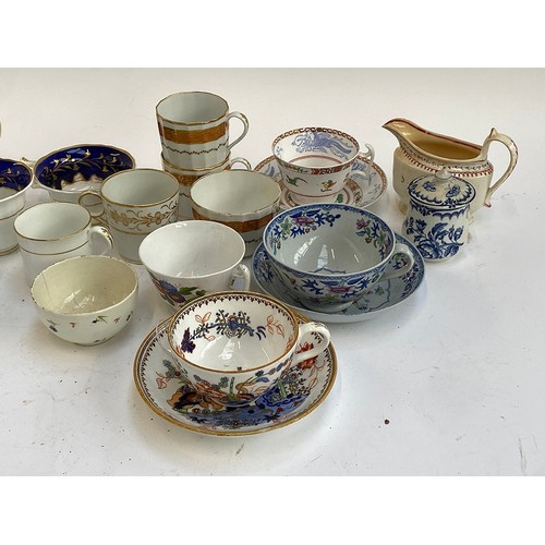 145 - A mixed lot of ceramics to include 18th century and later teawares, to include Minton, Spode, hand p... 