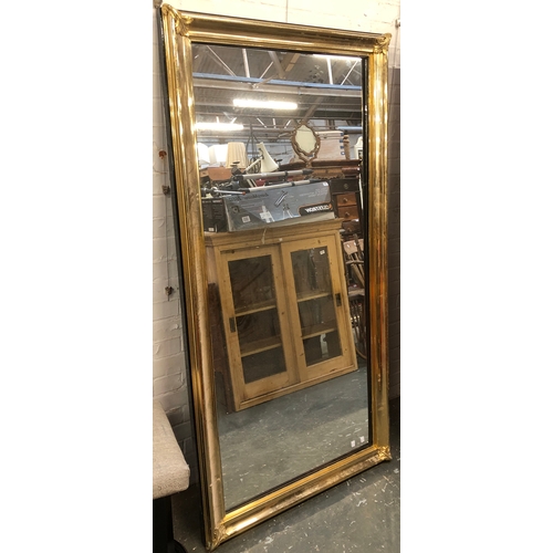 1071 - A large gilt metal mirror, 180x91cm