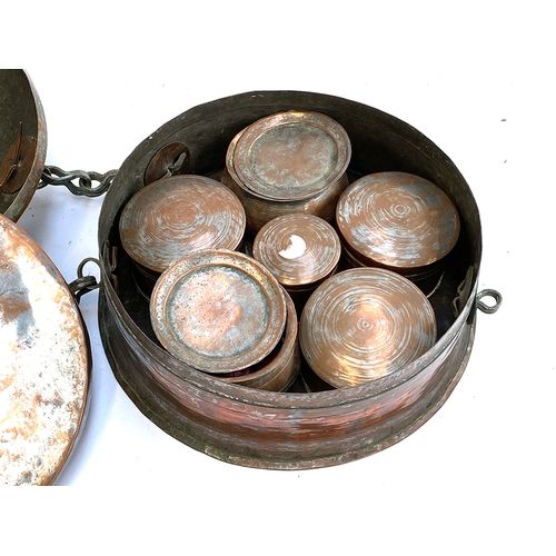 260 - An Eastern copper circular spice box, 32cmW