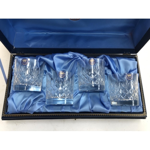 146 - A set of four Thomas Webb crystal whiskey tumblers, boxed