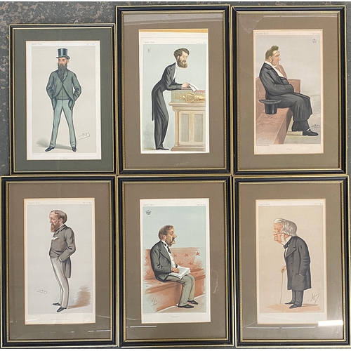 613 - A set of 14 framed Spy prints, late 19th century, together with three further prints mounted and wra... 