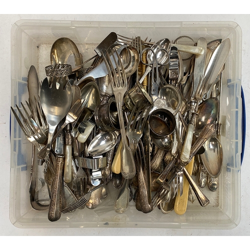 92 - A mixed lot of mostly plated flatware, to include Christofle spoons (5) and forks (4)