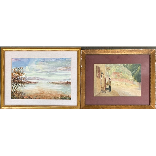 666 - Jan Wasily, watercolour of a lake, 23x33cm; together with Mabel Withers, 20th century watercolour, 1... 