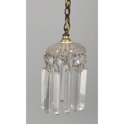 298 - A cut glass mounted bell form light, with oval drops, 20th century, 24cm high; and another cut glass... 