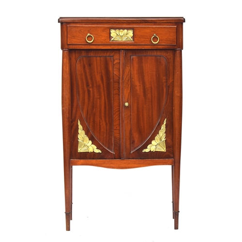 719 - A French Art Deco mahogany side cabinet, circa 1920s, the rosewood rectangular crossbanded top with ... 