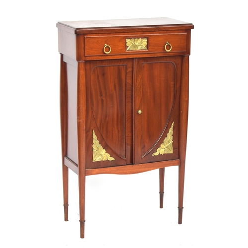 719 - A French Art Deco mahogany side cabinet, circa 1920s, the rosewood rectangular crossbanded top with ... 