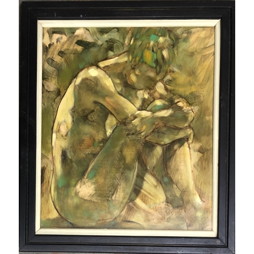 683 - Andrew Leppard (b.1959), seated nude, oil on board, 39x32.5cm