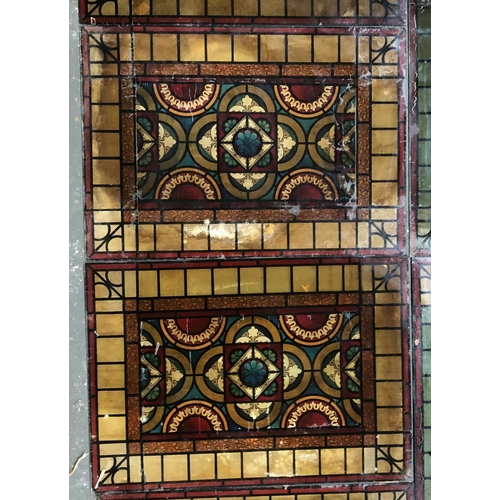 349 - Ten arts & crafts stained glass style panes (prints on glass) (af), 55x39.5cm