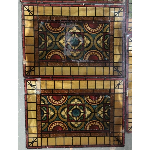 349 - Ten arts & crafts stained glass style panes (prints on glass) (af), 55x39.5cm