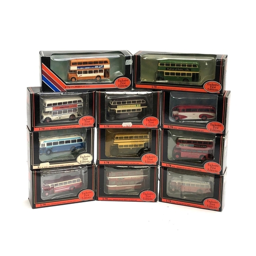 361 - Thirteen Exclusive First Editions 1:76 scale double and single decker buses, all boxed, to include L... 