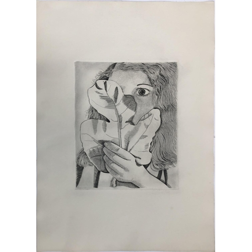 331 - Lucian Freud (1922-2011), 'Girl with a Fig Leaf', etching, approx 29.5x23cm