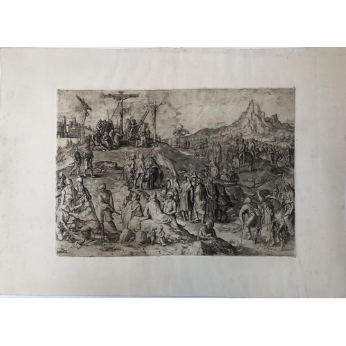 279 - After Lucas van Leyden (1494–1533 Leiden), 'Calvary (Golgotha)', c.1533, a 16th century engraving de... 