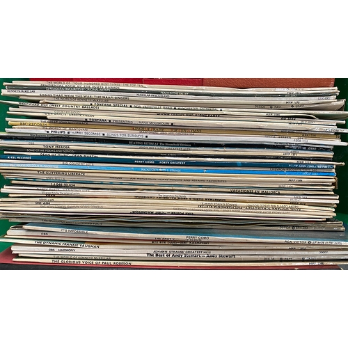 323 - A quantity of vinyl LPs and 45s, to include Donny & Marie Osmond etc, in three boxes