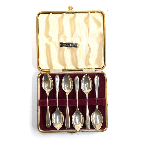 81 - A cased set of six silver teaspoons, hallmarked for Viners, 1956