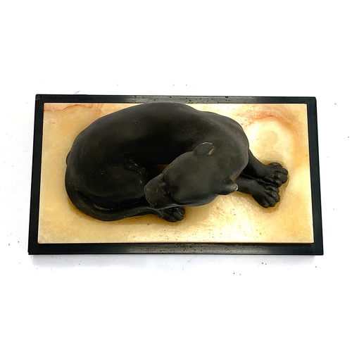 330 - An Art Deco style bronze sculpture of a Puma on an onyx base, 27cmW