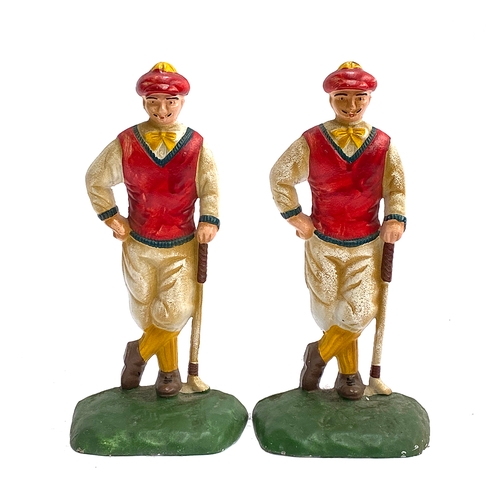 337 - A pair of painted cast iron doorstops in the form of golfers, 26cmH