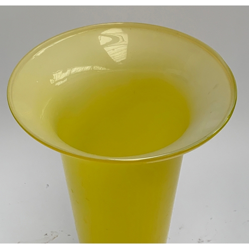 205 - Interior design interest: A tall mid century yellow glass vase, 37.5cmH