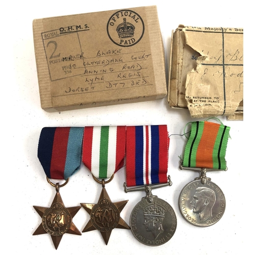 276 - A WWI victory and war medal pair inscribed Pte. W. G. Blake. Tank Corps, together with a trio of WWI... 