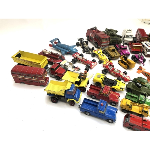 291 - A quantity of play worn die cast model vehicles to include Dinky Thunderbird 2, Police Ford transit ... 