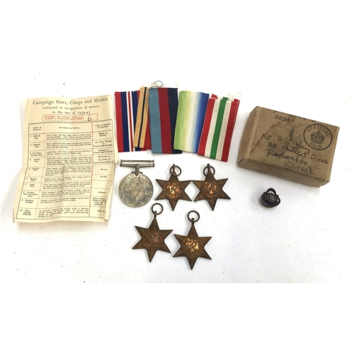 352 - Five WWII medals comprising War Medal, Italy Star, Africa Star, Atlantic Star and 1939-45 Star, with... 