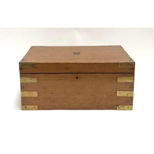 363 - A 19th century gilt metal mounted oak box with white metal plaque with crest inlaid to lid, 38x28x17... 