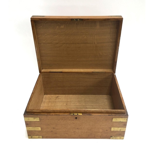 363 - A 19th century gilt metal mounted oak box with white metal plaque with crest inlaid to lid, 38x28x17... 