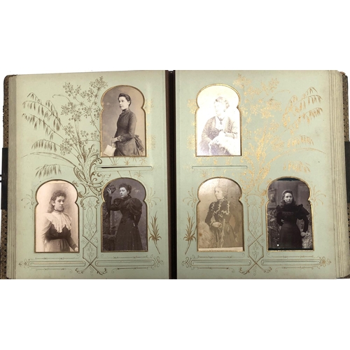 371 - Two Victorian leather photo albums containing a quantity of photographs (one spine af)