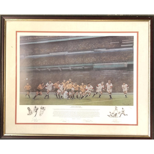 830 - Rugby Union, 'Fight to the Finish', signed colour print, 672/850, 44.5x58.5cm; together with Vilshed... 