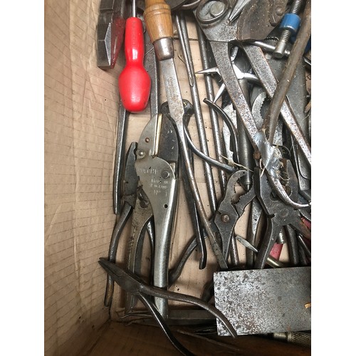 1151 - A box of vintage hammers and mallets, together with a further box of tools comprising various socket... 