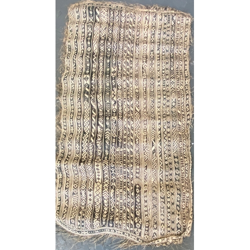 872 - A 19th/early 20th century woven straw tribal mat, 190x100cm