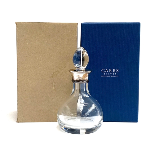 69 - A lead crystal and silver collared decanter by Carr's of Sheffield, 2009, new in box