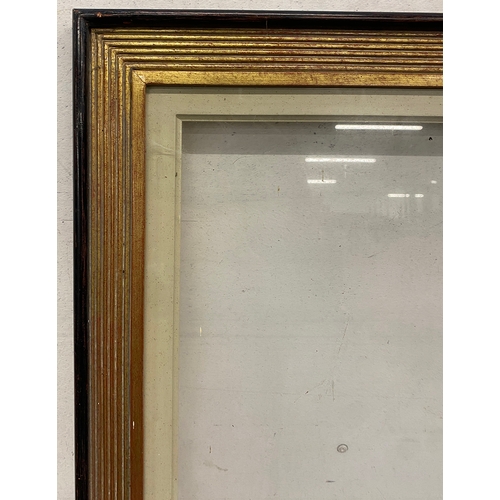 790 - A 20th century reeded gilt gesso and rosewood grained picture frame, internal 102x76.5cm, external 1... 