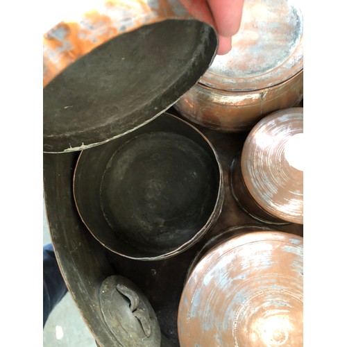 260 - An Eastern copper circular spice box, 32cmW