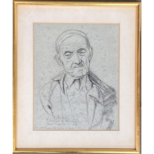 522 - 19th century pencil study, 'A Peasant Sketched in a Wood', inscribed lower left, dated 1844, 23x19cm