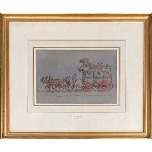 535 - Charles Cooper Henderson (1803-1877), watercolour of a coach, monogrammed lower left, 18x27cm