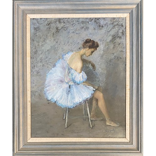 542 - Katya Gridneva (b.1965), ballerina, oil on canvas, signed, 49x39cm