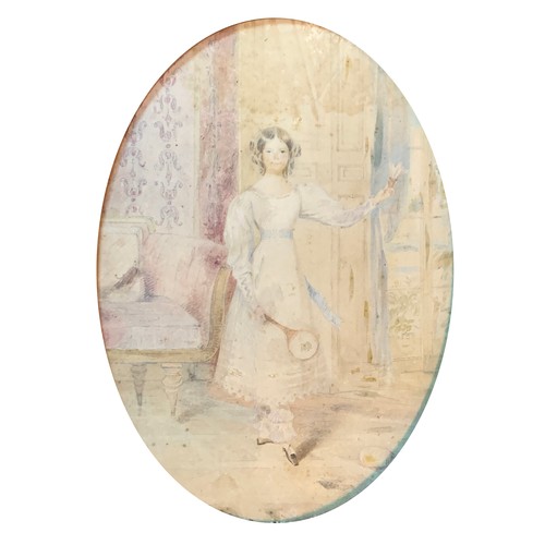 556 - Attributed to Stephen Catterson Smith, a pair of 19th century watercolours depicting a young girl in... 