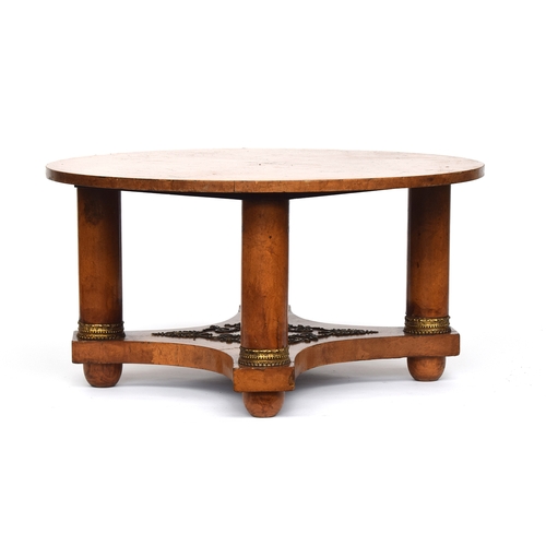 776 - A walnut and ormolu circular coffee table, with shaped undershelf 108cm diameter, 55cm high