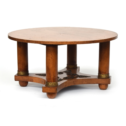 776 - A walnut and ormolu circular coffee table, with shaped undershelf 108cm diameter, 55cm high