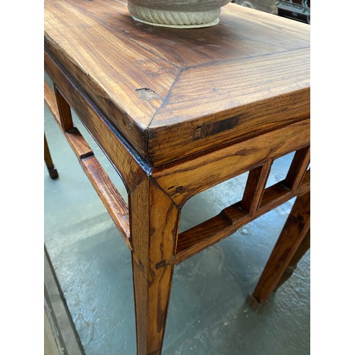 832 - A 20th century Chinese hardwood altar table, 127cm wide, 43cm deep, 83cm high