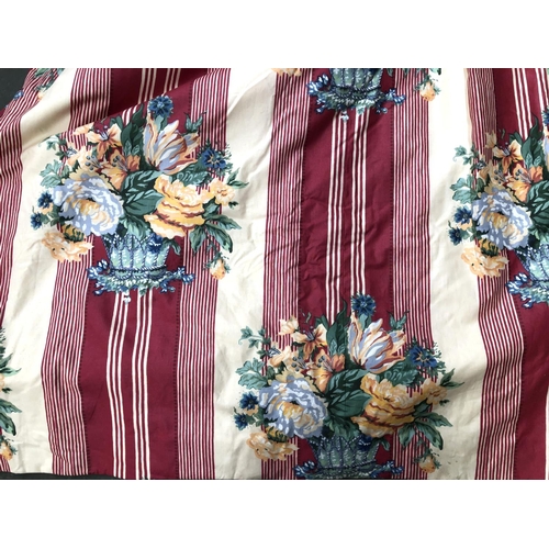 834 - Two pairs of curtains, lined and interlined, in a striped floral print; one pair approx 180cm drop a... 