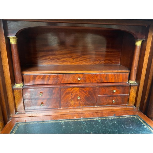 860 - A French Empire mahogany and gilt metal mounted secretaire a abbatant, by Martal Freres of Boulogne,... 