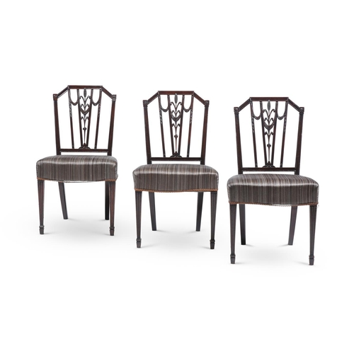 867 - A set of seven Georgian revival dining chairs, late 19th century, to include one armchair, with carv... 