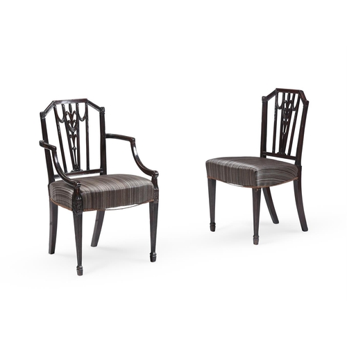 867 - A set of seven Georgian revival dining chairs, late 19th century, to include one armchair, with carv... 