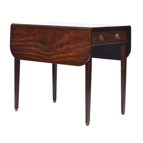 869 - A George III mahogany Pembroke table, single end drawer on square tapered legs with brass caps, 81cm... 