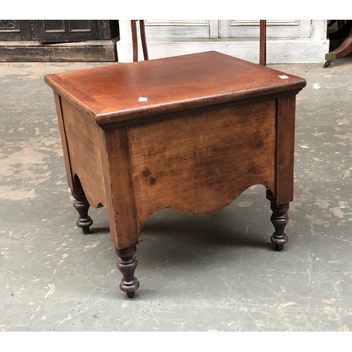 937 - A 19th century commode stool, with hinged lid, cover, and ceramic liner, 49x43x45cmH