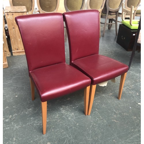 952 - A pair of Poltrona Frau 'Vittoria' claret leather upholstered side chairs, on beechwood frames, 46cm... 