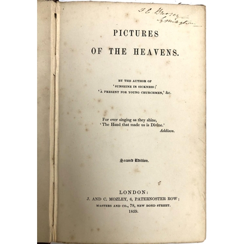 368 - BOOK. Anon. 'Picture of the Heavens' (Victorian Astronomy), 2nd ed., Mozley, 1859. Small. Brown boar... 