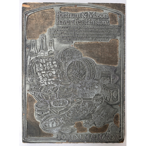 265 - A vintage Fortnum and Mason advertisement printing block, 24x17.5cm